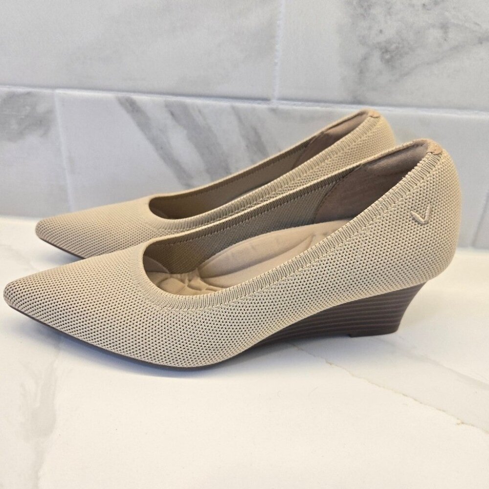 Vivaia Aria Wedge Pro Pointed Toe Pumps Almond
